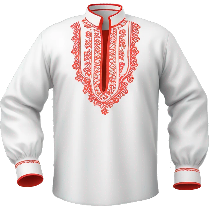 Shirt 👚 vyshyvanka, white with red embodiary on sleeved emoji