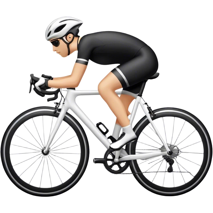 white road bike, black jersey, white helmet emoji