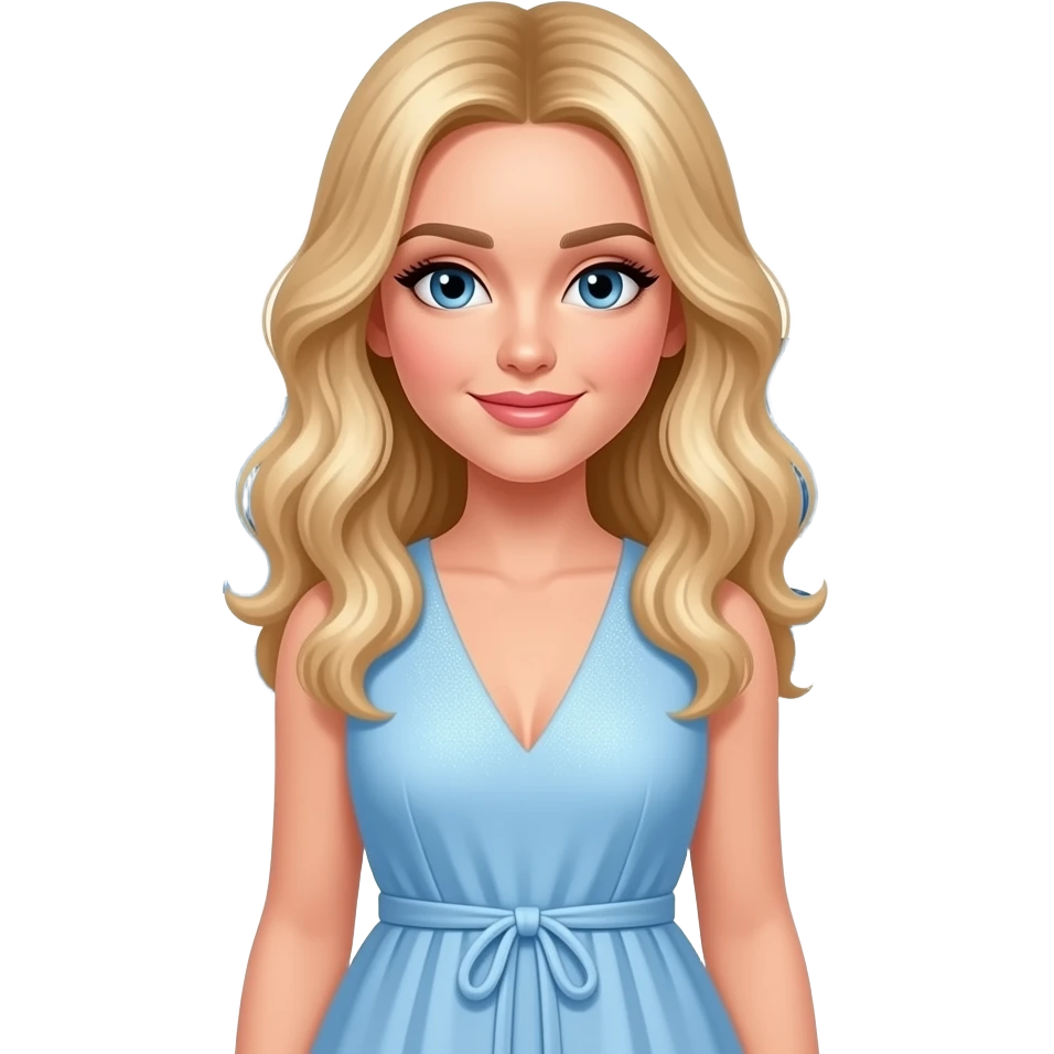 Sabrina carpenter blonde hair in a light blue dress with strings at the bottom and sparkly at the top. Columbia’s flag in background emoji