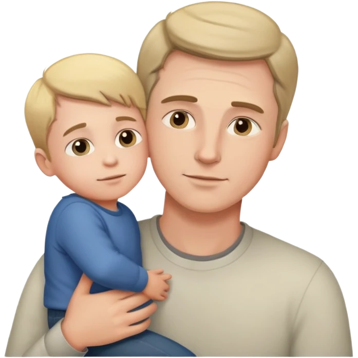 White man with a child, caring pose emoji