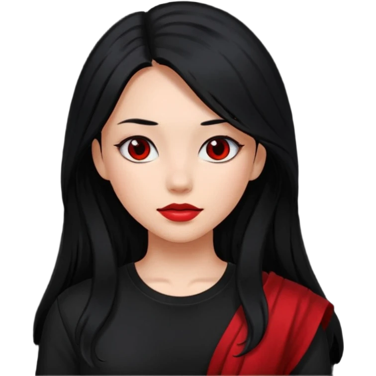 long hair devil gir red facel with shirt emoji