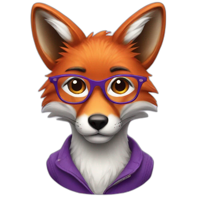 a fox with purple hairs and glasses emoji
