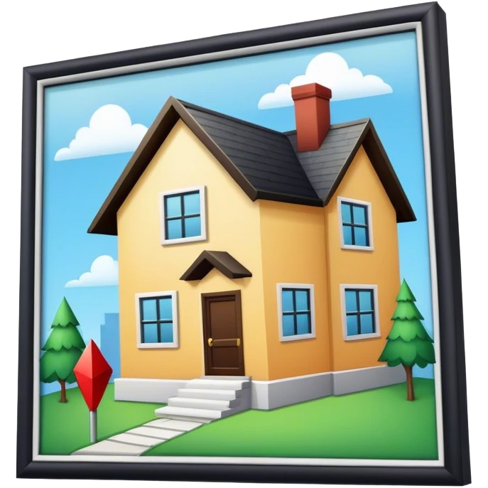 Stock market arrow going up behind the house emoji
