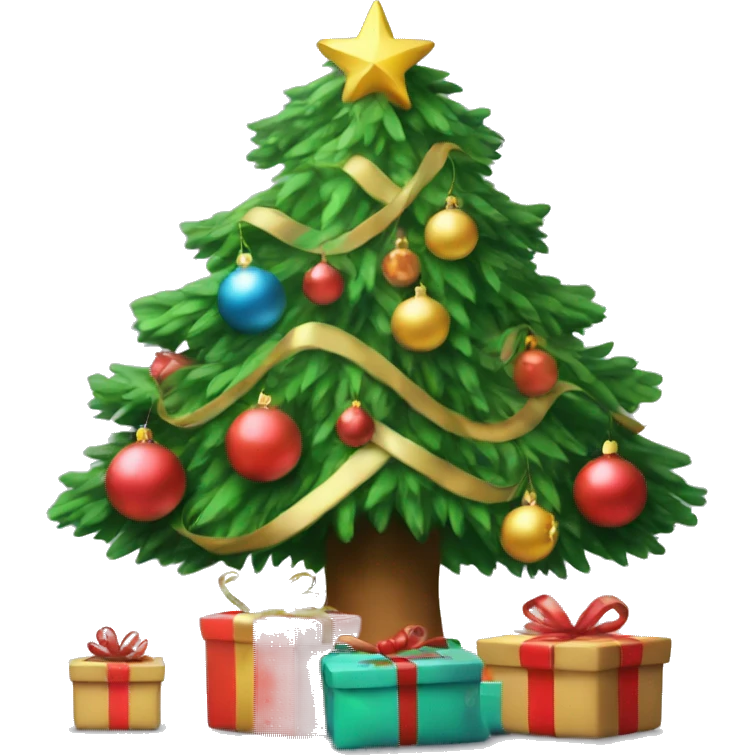 Christmas tree with presents under it emoji