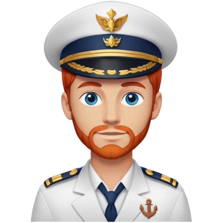a male boat captain with medium red hair and blue eyes emoji