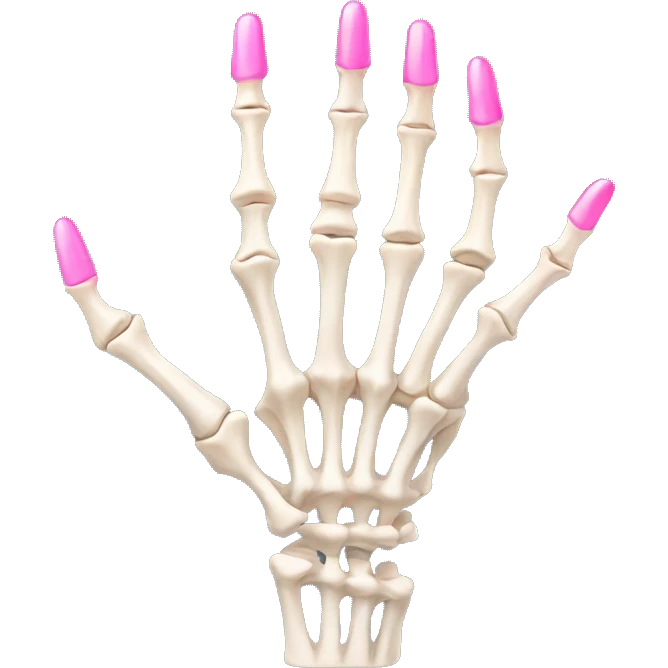 skeleton hand with long pink nails emoji