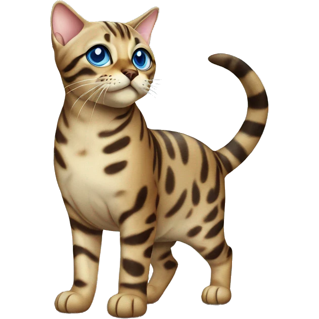 Seal Bengal cat with Blue eyes standing emoji