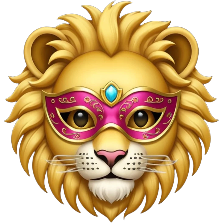 lion with glamorous masquerade mask emoji