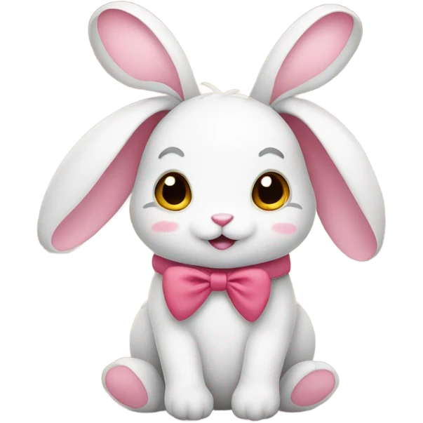 cute bunny with a bow and hearts  emoji