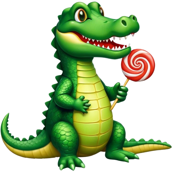 Alligator holding a lollipop emoji