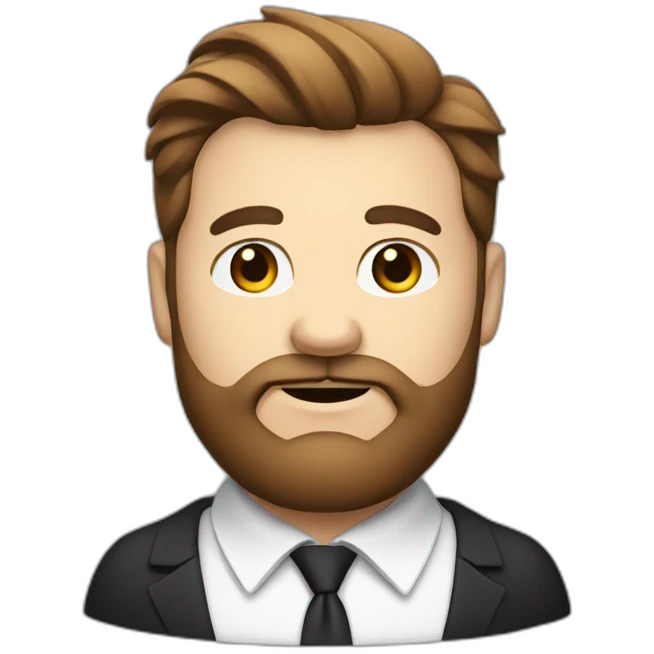 Beard fat man, white collar, brown hair emoji