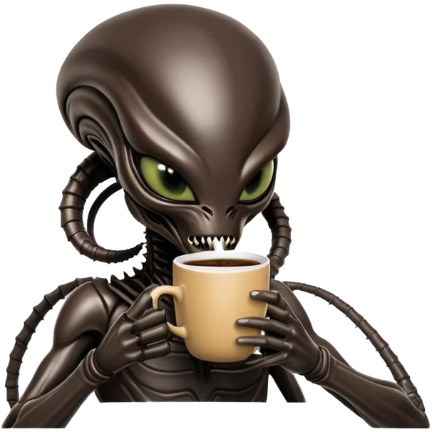 xenomorph alien drinking coffee emoji