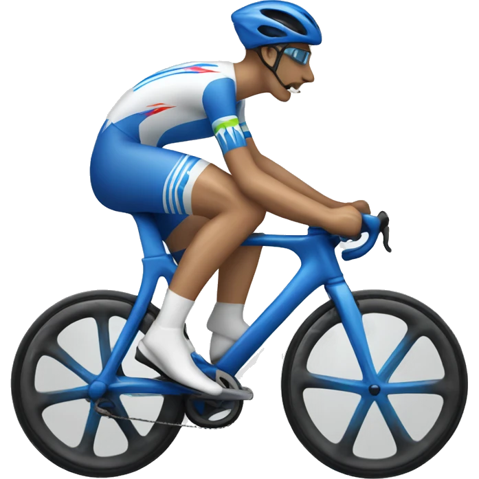 White Racing cyclist with blue flames emoji