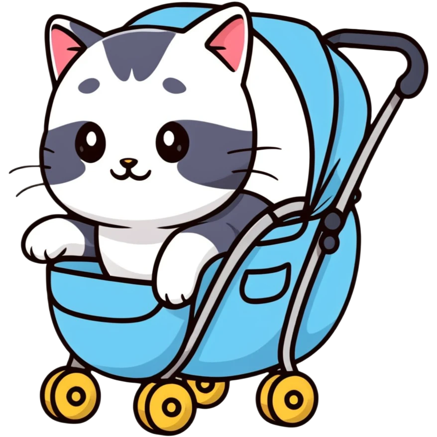 Cat in a stroller emoji