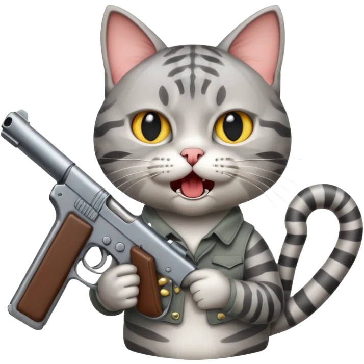 A cat holding a gun yelling "INTERVENE!" emoji