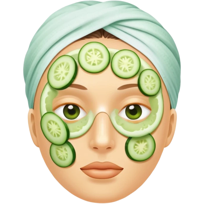 Face with clay mask and cucumber slices on the eyes emoji