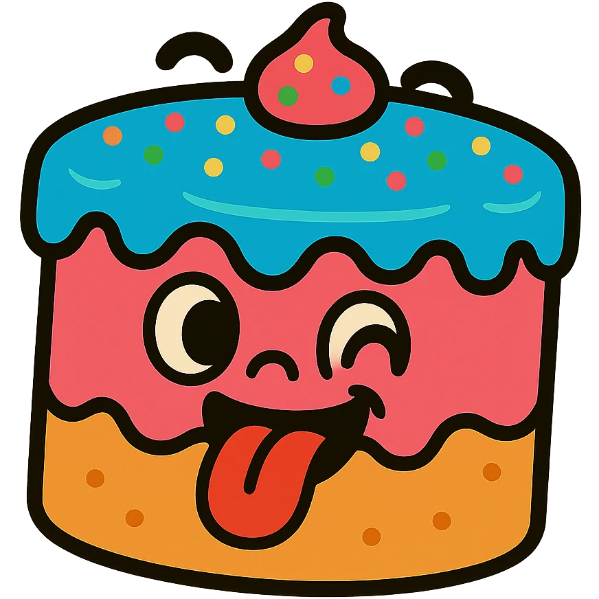 cheeky cake sticking out its tongue emoji