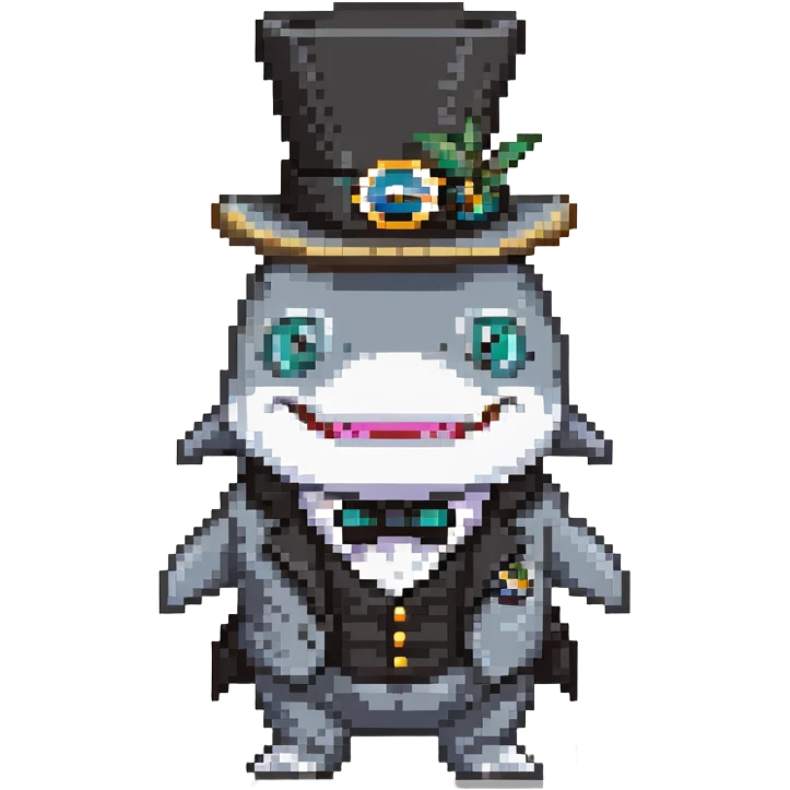 shark wearing a top hat and monocle emoji