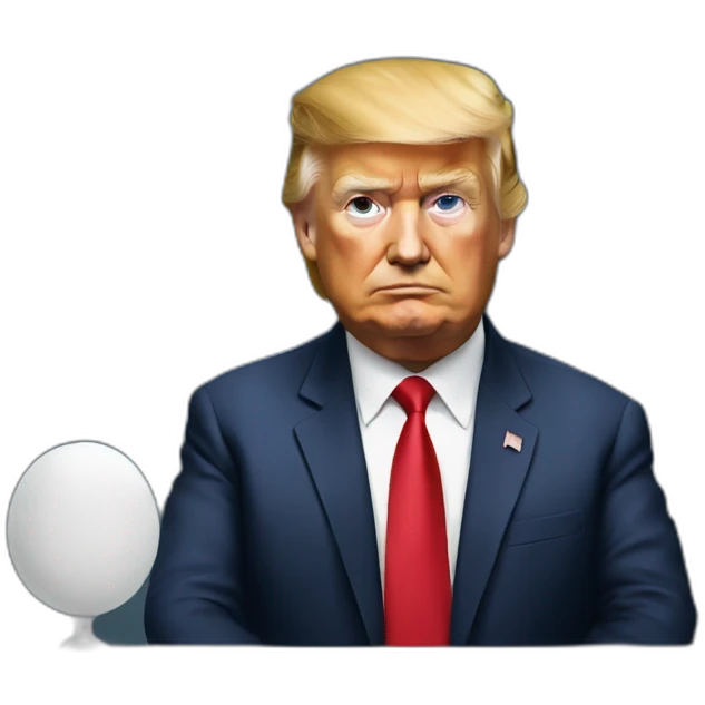 Trump behind a table emoji