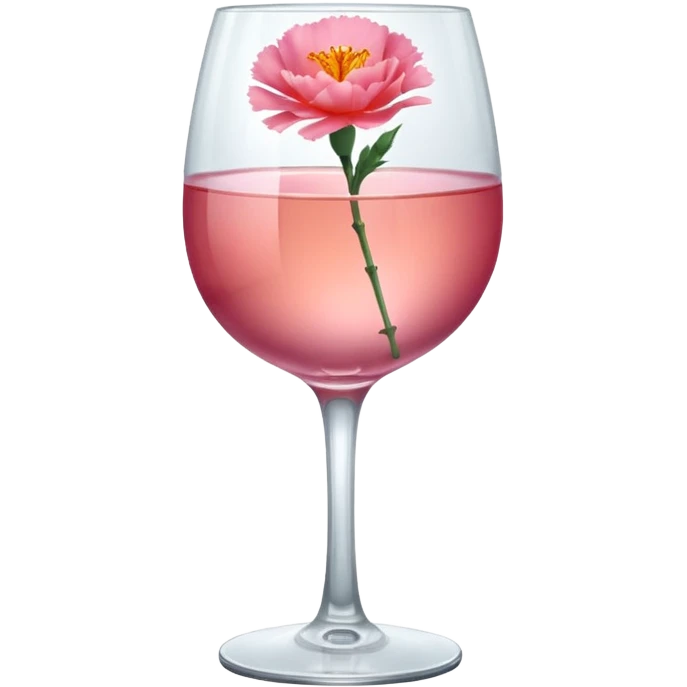 Pink wine with a single orange carnation floating on top  emoji