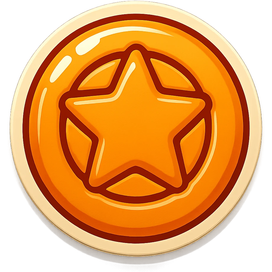 retro sticker style icon of a dalgona candy with a star and circle combined pressed in the center, playful and bold emoji