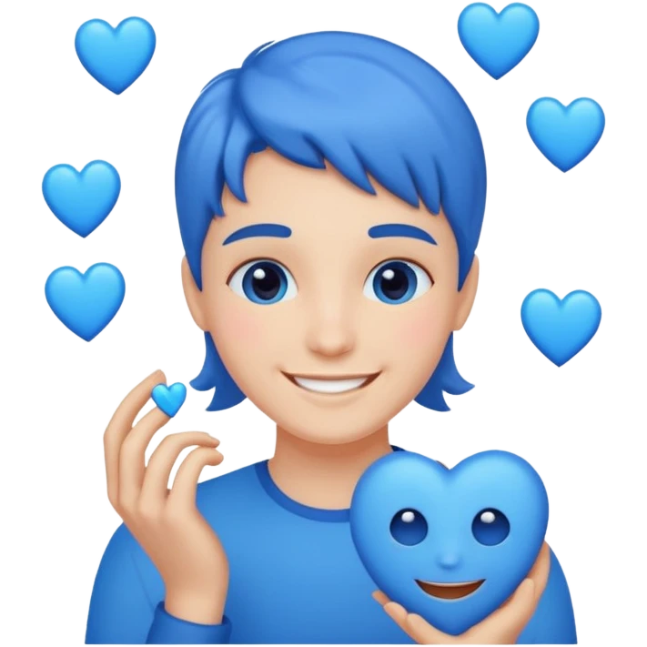 Head 🥰of love with blue hearts emoji