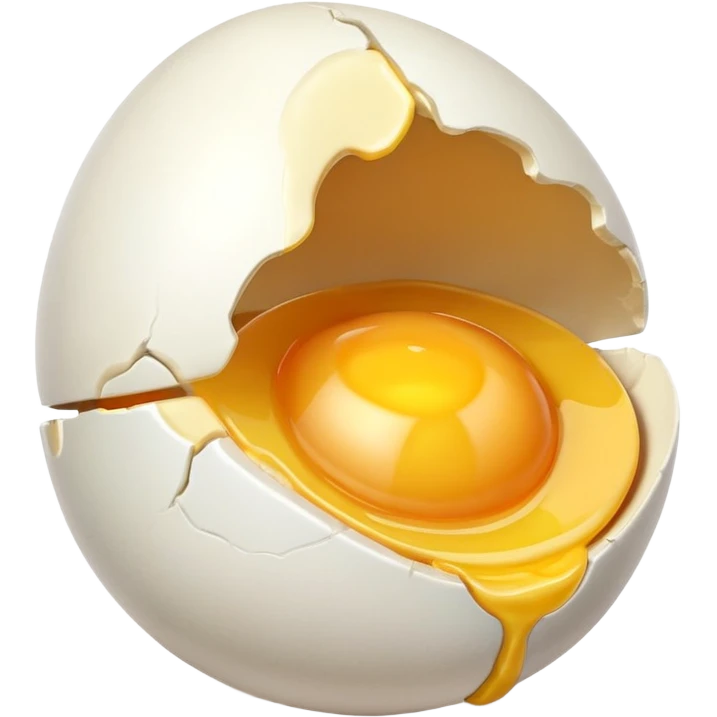 egg object icon, cracked egg with yolk, 3D cartoon, mobile game icon style, clean background, no text, no watermark
 emoji