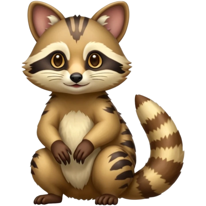 Colorful exotic shiny beautiful fantasy-Cacomistle-tanuki-genet-oncilla-animal-hybrid (full body) emoji
