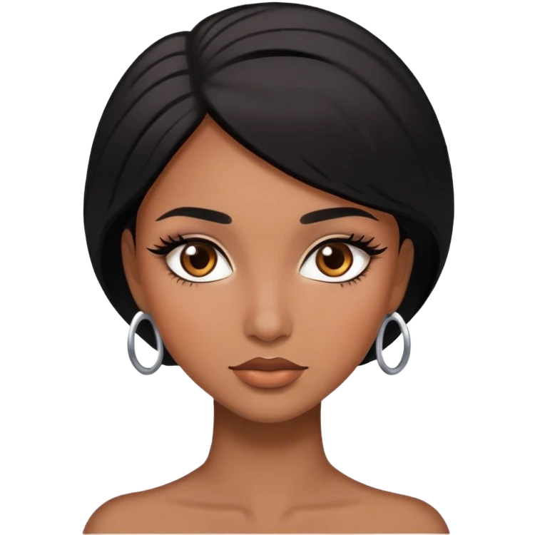 Women with brow skin and black hair brown eyes and long lashes pretty  emoji