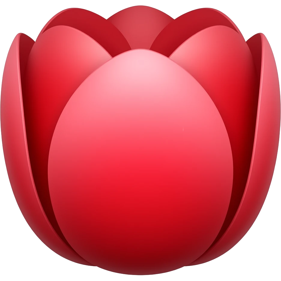 A red tulip with no stem or leaves. emoji