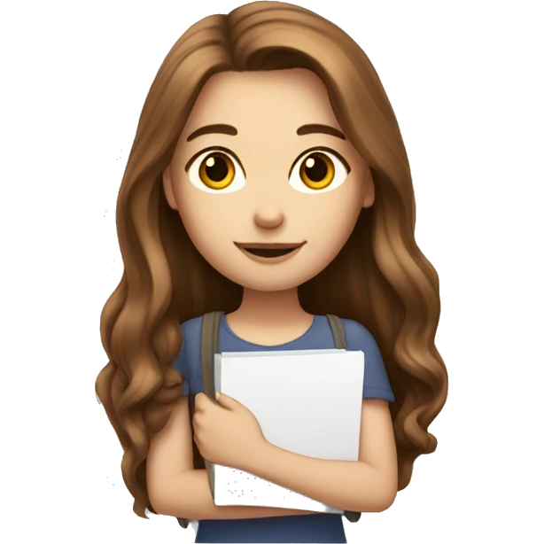 white-girl-with-long-brown-hair with notepad emoji