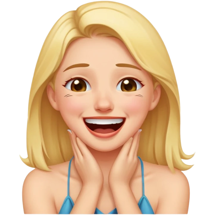girl hands around her neck while laughing crying emoji