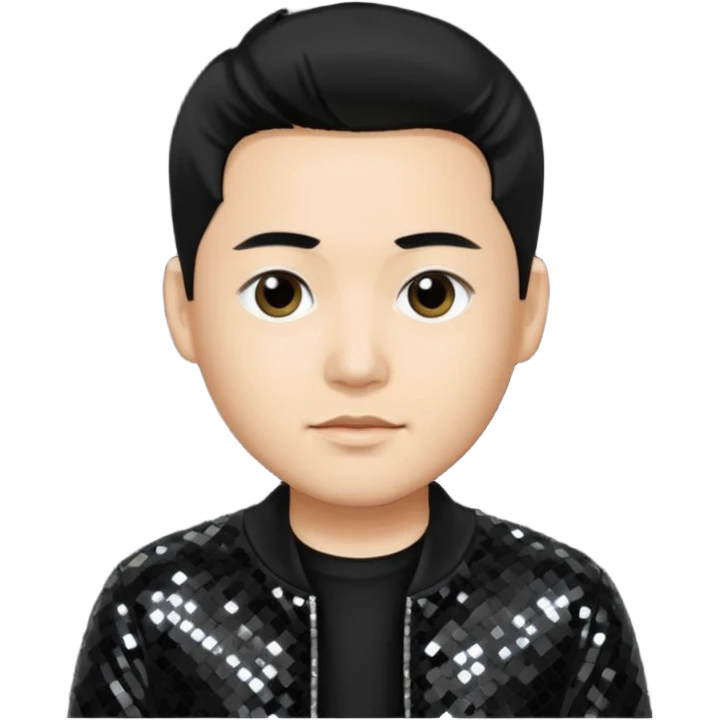 Joe Hahn from Linkin Park with black hair, light skin, black sequin outfit emoji