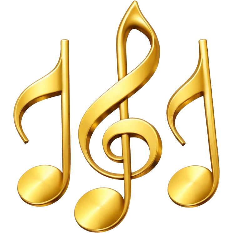 drei musiknoten in goldfarben, kein notenschlüssel. emoji