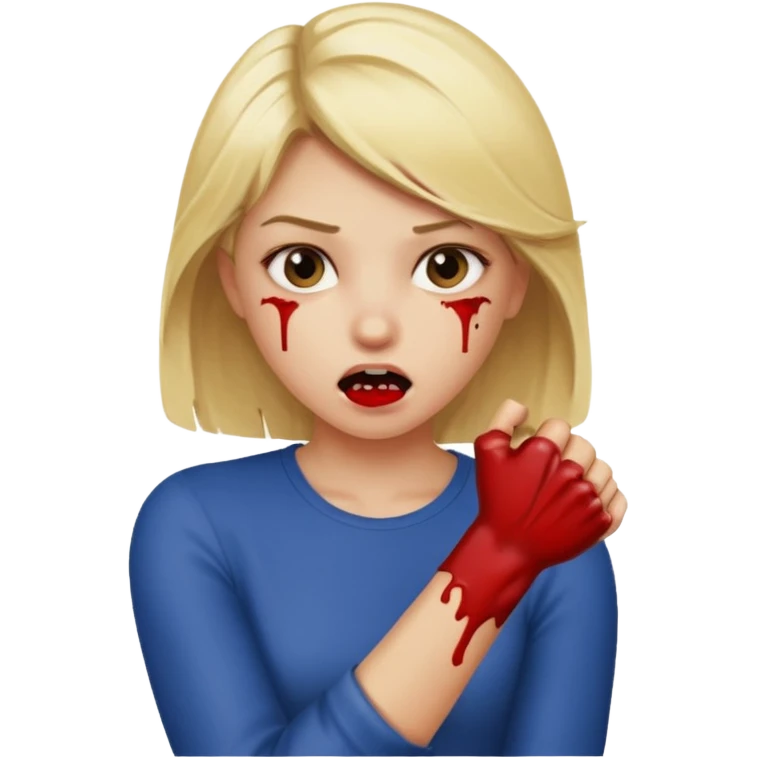 Emoji blonde girl, biting an arm emoji