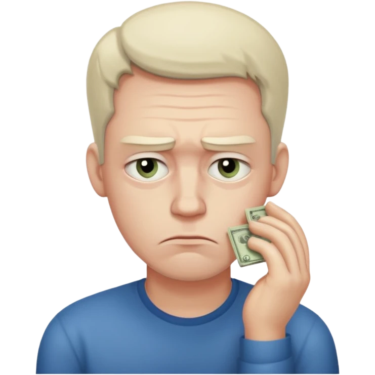 sad man thinking about money emoji