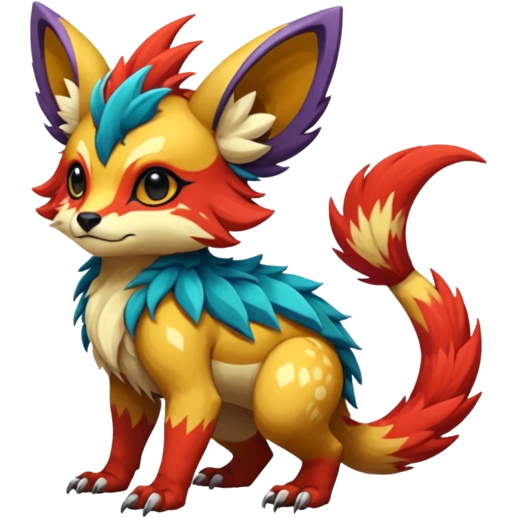 Rare realistic exotic cute epic pretty beautiful handsome gorgeous aesthetic colorful vibrant Vernid-Protogen-Primagen-Wickerbeast-species-Fakemon-creature by LiLaiRa, random markings, tufted ears, full body emoji