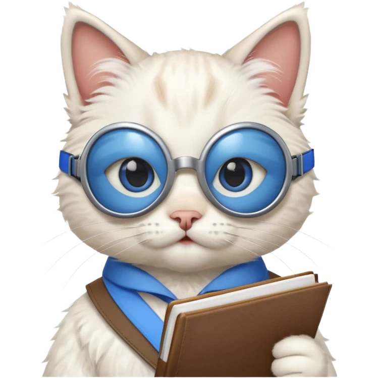 funny cat with planner with blue goggles emoji