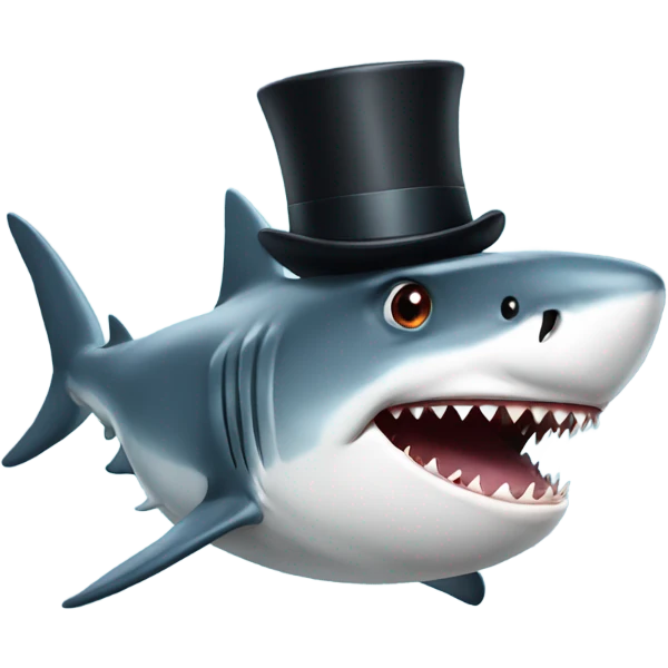 Shark with a top hat emoji