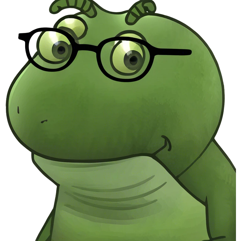Worm with glasses and curly hair emoji