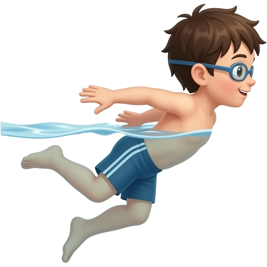 child swimming WITH kicking legs emoji