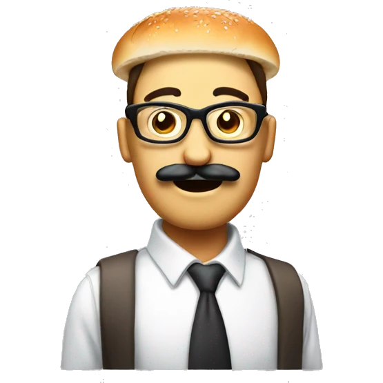 create a nerd 3d emoji with bread but not mustache and glass emoji
