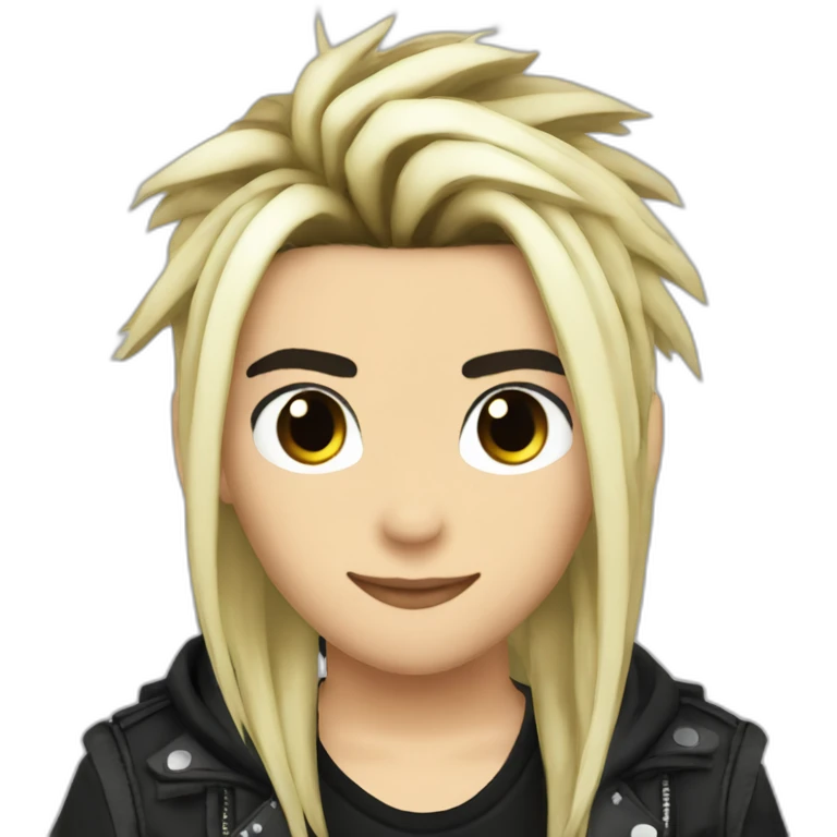 Bill Kaulitz black hair down with blonde highlights emo emoji