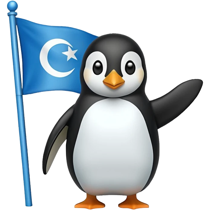 green flag with a blue cartoon penguin in the center emoji