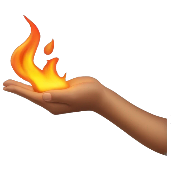 female hand wielding flame emoji