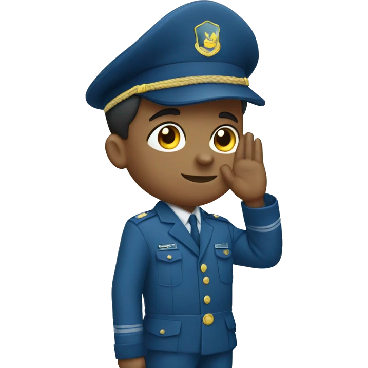 Blue camouflage uniform boy saluting with his hand emoji