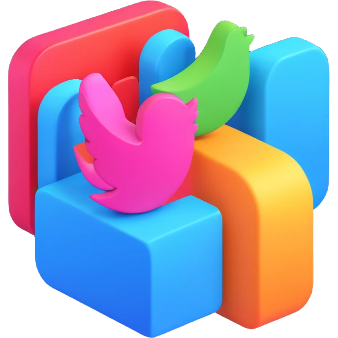 icono de redes sociales en estilo 3D, colores llamativos emoji
