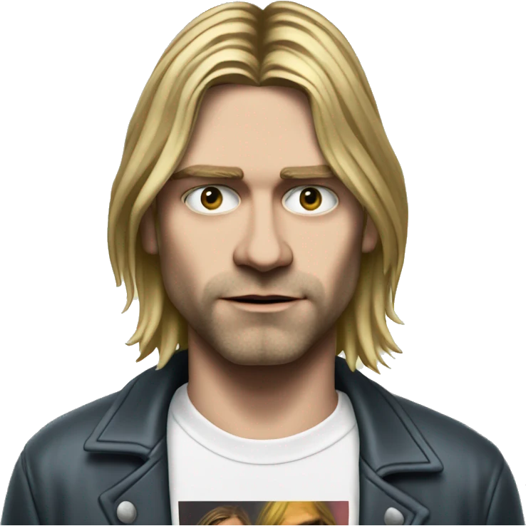 Realistic Kurt Cobain wearing nirvana T-shirt lapels  emoji