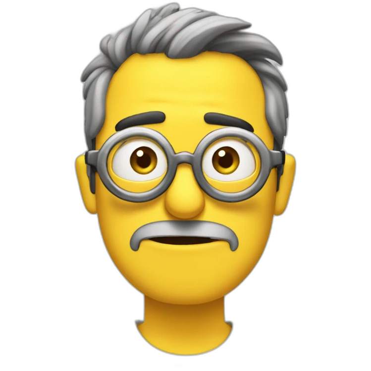 Minion calvo sin gafas y barba blanca emoji