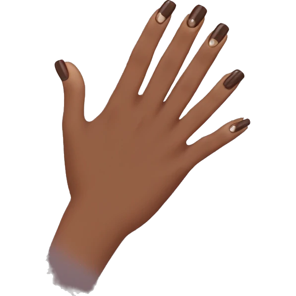 manicure with dark brown square nails emoji